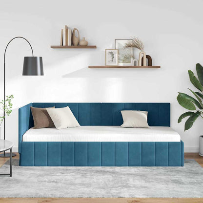 Corner Bed Frame with Headboard Blue 80 x 200 cm Velvet