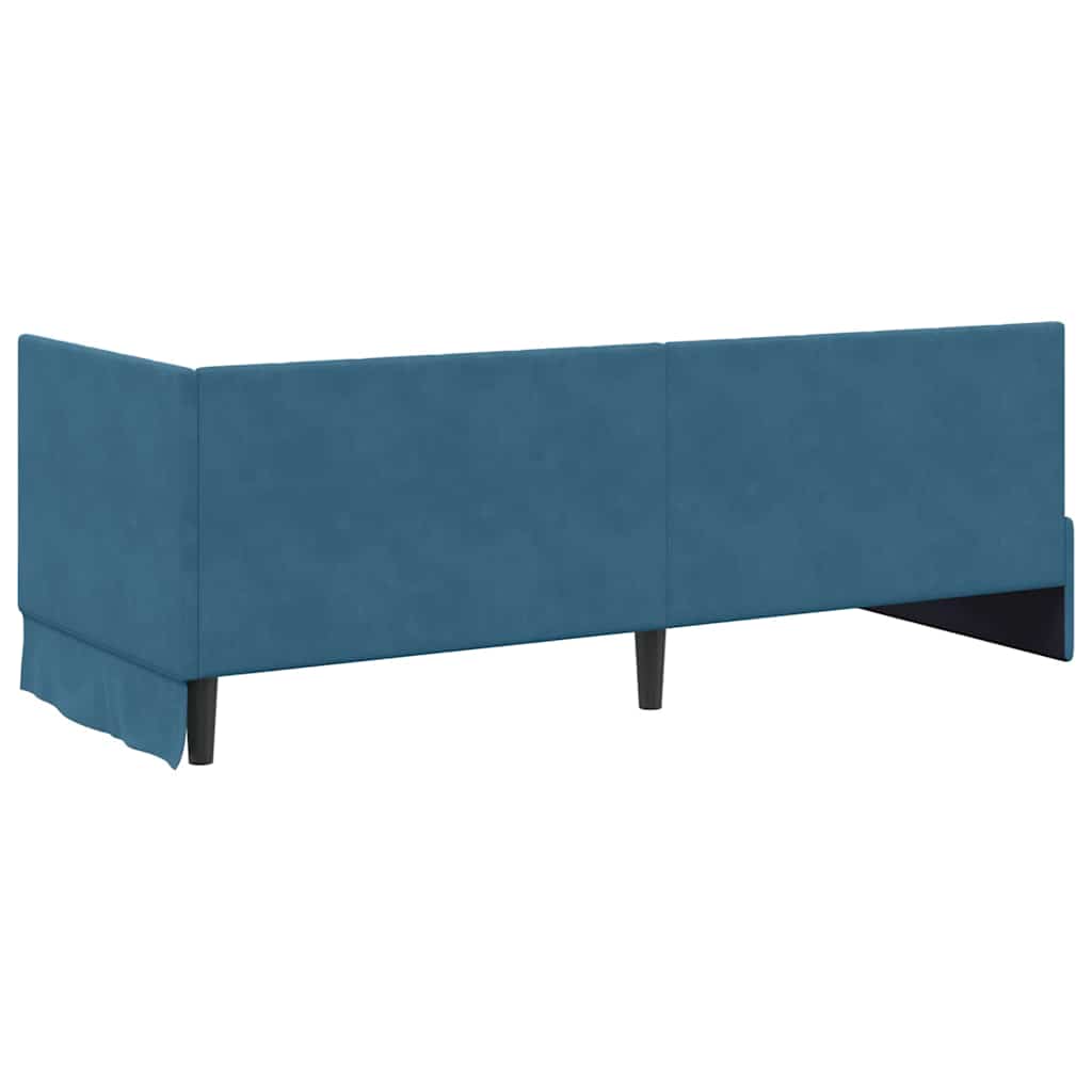 Corner Bed Frame with Headboard Blue 80 x 200 cm Velvet