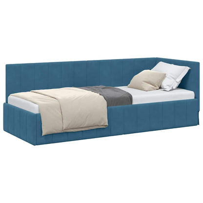 Corner Bed Frame with Headboard Blue 80 x 200 cm Velvet