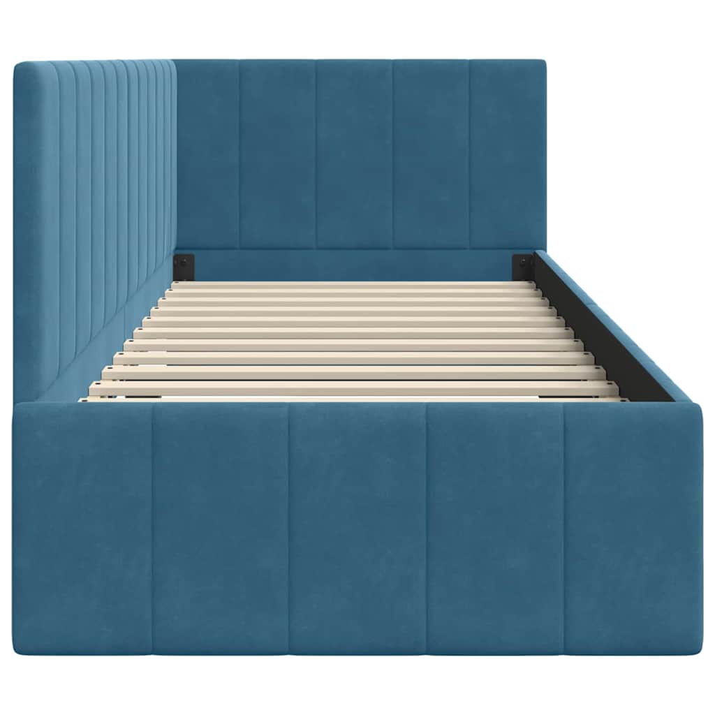 Corner Bed Frame with Headboard Blue 80 x 200 cm Velvet