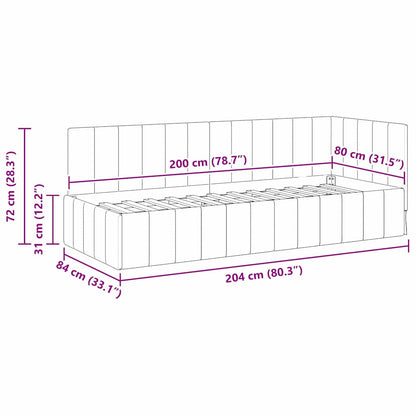 Corner Bed Frame with Headboard Blue 80 x 200 cm Velvet