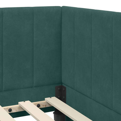 Corner Bed Frame with Headboard Dark green 80 x 200 cm Velvet