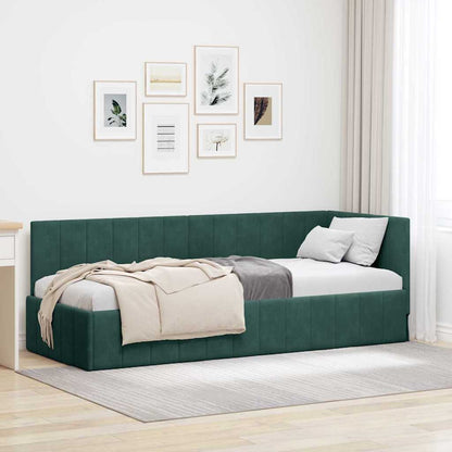 Corner Bed Frame with Headboard Dark green 80 x 200 cm Velvet