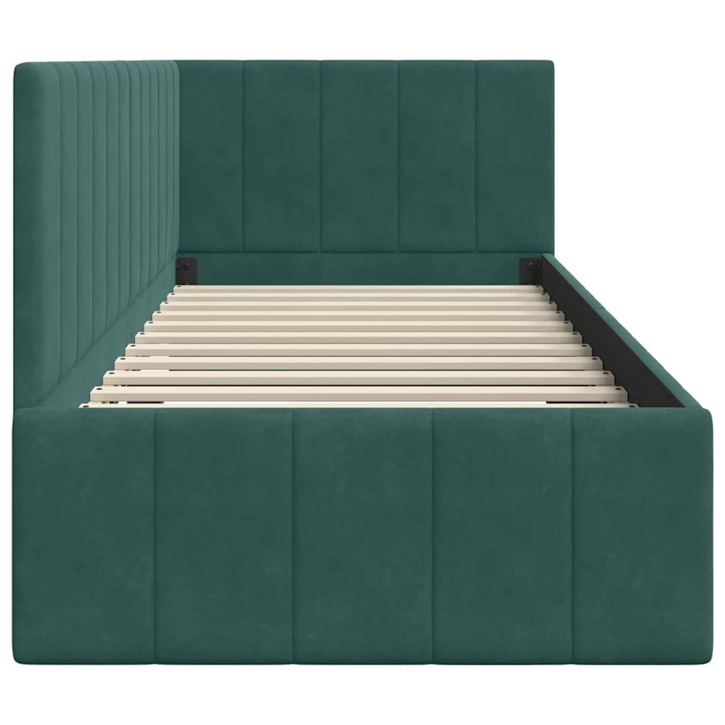 Corner Bed Frame with Headboard Dark green 80 x 200 cm Velvet