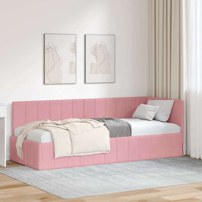 Corner Bed Frame with Headboard Pink 80 x 200 cm Velvet