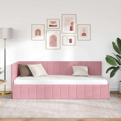 Corner Bed Frame with Headboard Pink 80 x 200 cm Velvet