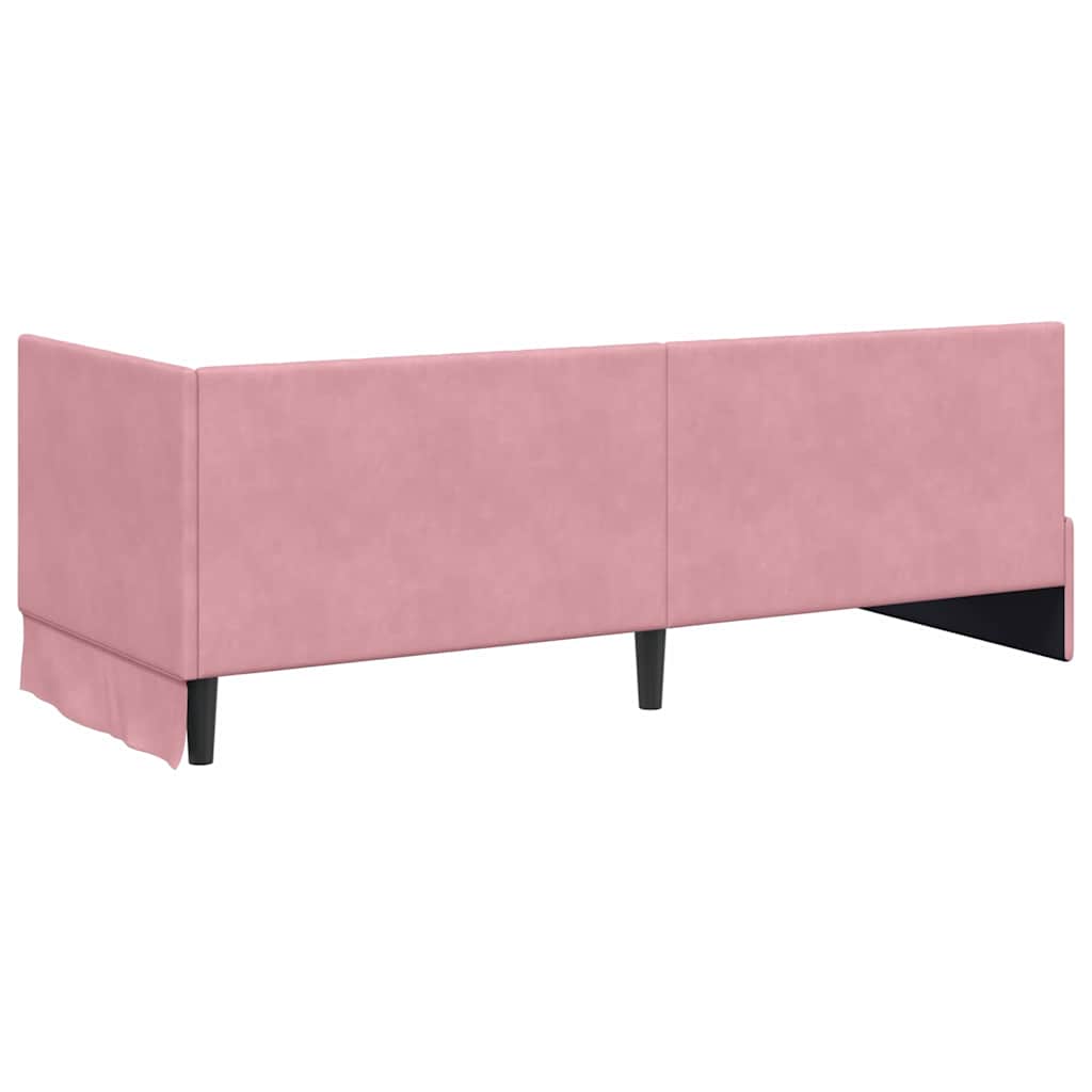 Corner Bed Frame with Headboard Pink 80 x 200 cm Velvet