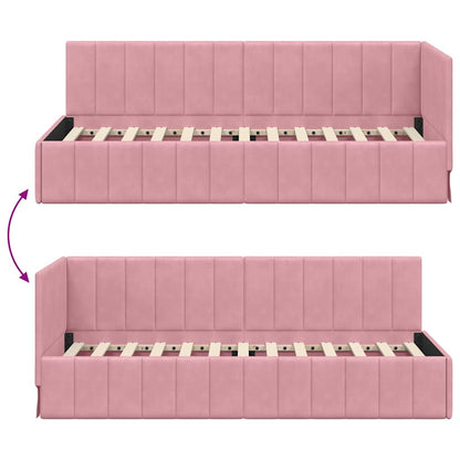 Corner Bed Frame with Headboard Pink 80 x 200 cm Velvet