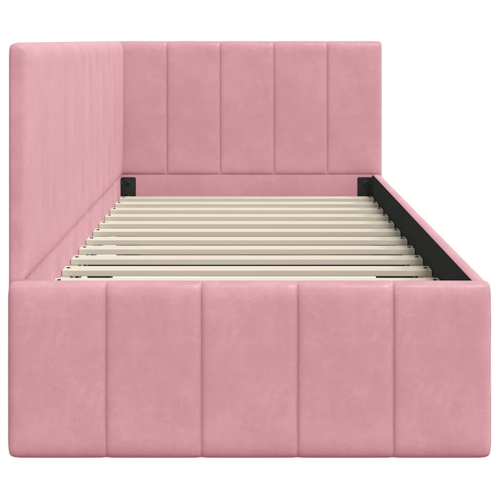 Corner Bed Frame with Headboard Pink 80 x 200 cm Velvet