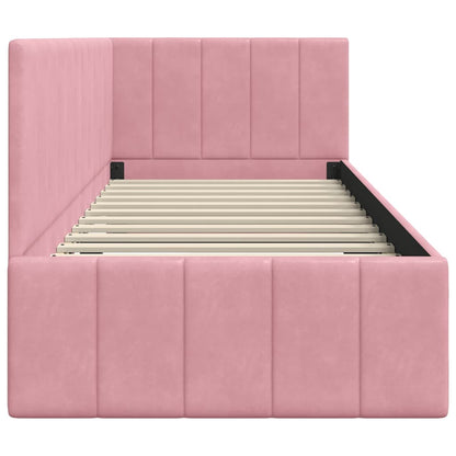 Corner Bed Frame with Headboard Pink 80 x 200 cm Velvet