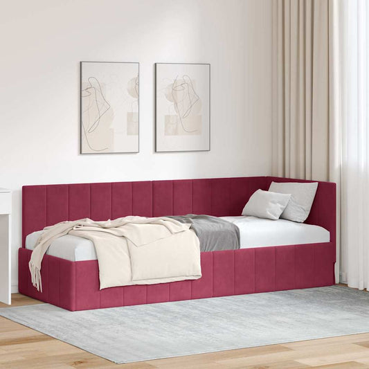 Corner Bed Frame with Headboard Wine red 80 x 200 cm Velvet