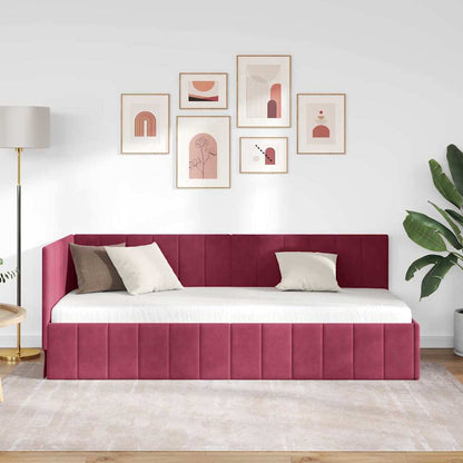 Corner Bed Frame with Headboard Wine red 80 x 200 cm Velvet