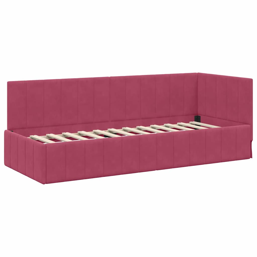 Corner Bed Frame with Headboard Wine red 80 x 200 cm Velvet
