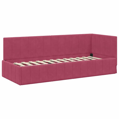 Corner Bed Frame with Headboard Wine red 80 x 200 cm Velvet