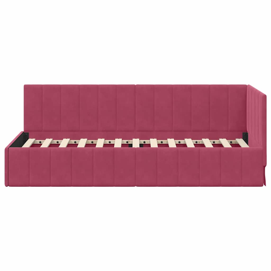 Corner Bed Frame with Headboard Wine red 80 x 200 cm Velvet