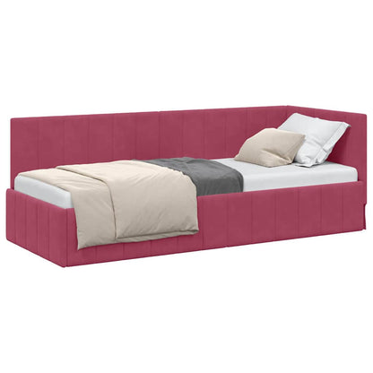 Corner Bed Frame with Headboard Wine red 80 x 200 cm Velvet