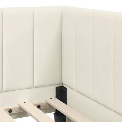 Corner Bed Frame with Headboard Cream 80 x 200 cm Velvet