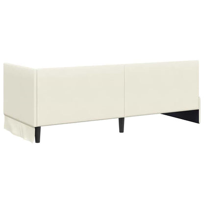 Corner Bed Frame with Headboard Cream 80 x 200 cm Velvet