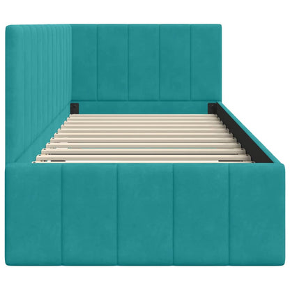 Corner Bed Frame with Headboard Turquoise 80 x 200 cm Velvet