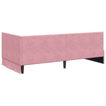 Corner Bed Frame with Headboard Pink 90 x 190 cm Velvet
