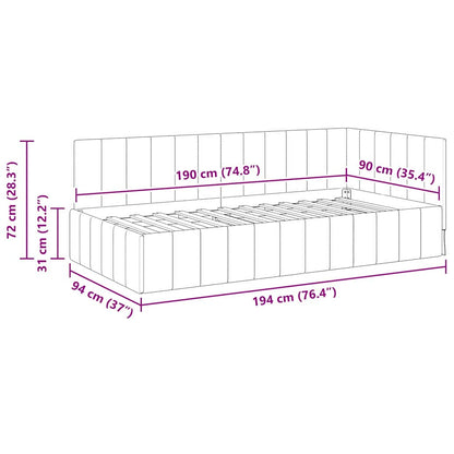 Corner Bed Frame with Headboard Wine red 90 x 190 cm Velvet