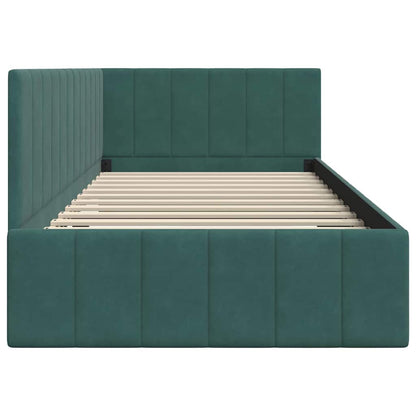 Corner Bed Frame with Headboard Dark green 90 x 200 cm Velvet