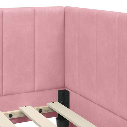 Corner Bed Frame with Headboard Pink 90 x 200 cm Velvet