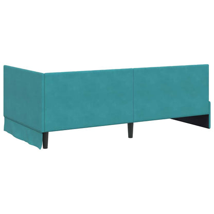 Corner Bed Frame with Headboard Turquoise 90 x 200 cm Velvet