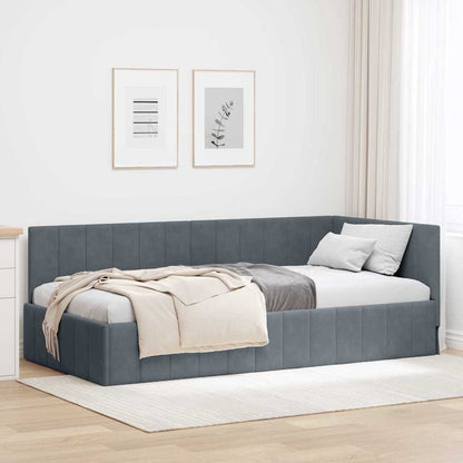 Corner Bed Frame with Headboard Dark grey 100 x 200 cm Velvet