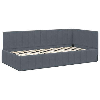Corner Bed Frame with Headboard Dark grey 100 x 200 cm Velvet