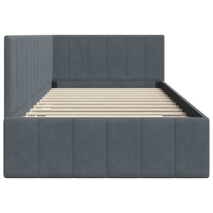Corner Bed Frame with Headboard Dark grey 100 x 200 cm Velvet