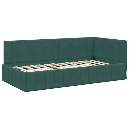 Corner Bed Frame with Headboard Dark green 100 x 200 cm Velvet