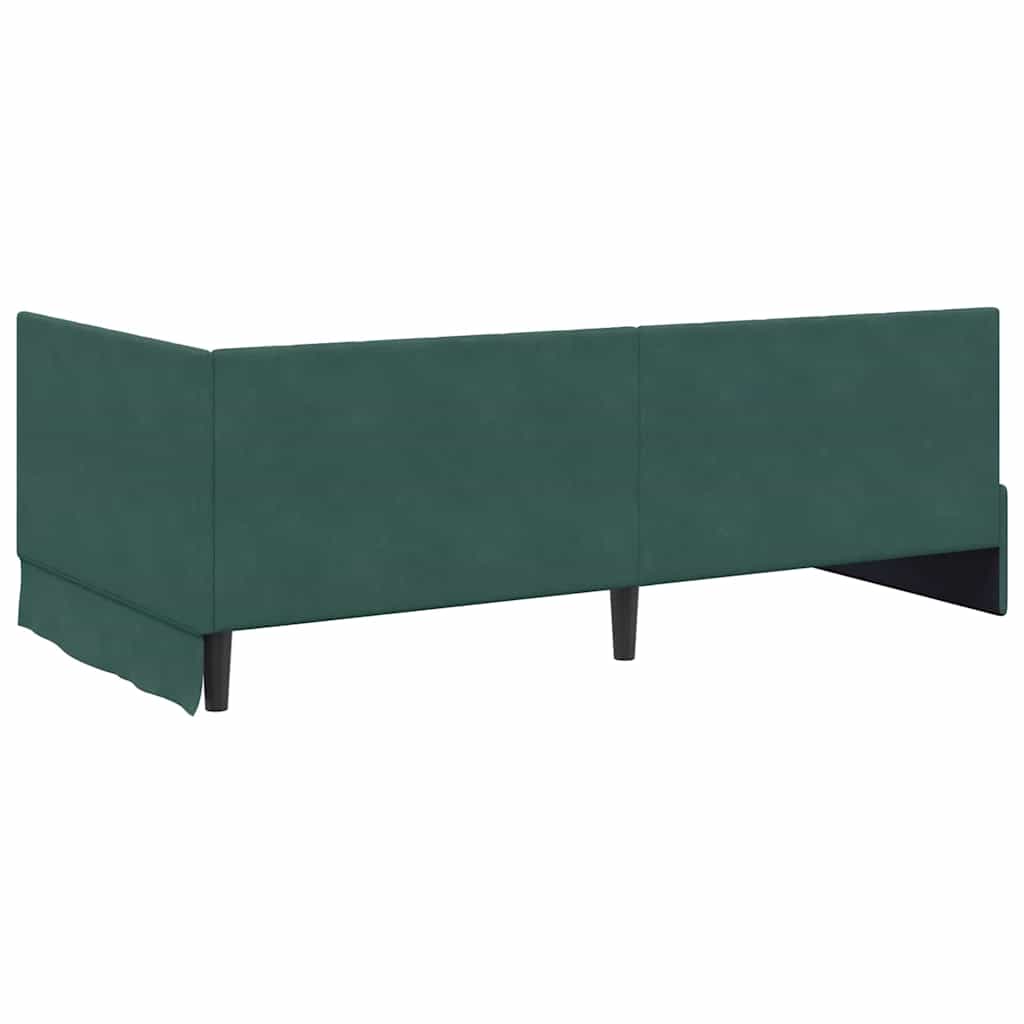 Corner Bed Frame with Headboard Dark green 100 x 200 cm Velvet