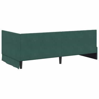 Corner Bed Frame with Headboard Dark green 100 x 200 cm Velvet