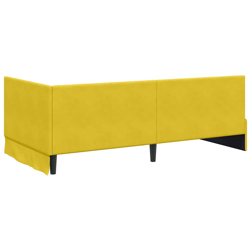 Corner Bed Frame with Headboard Yellow 100 x 200 cm Velvet