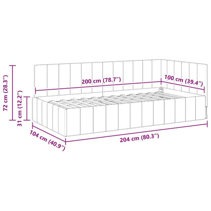 Corner Bed Frame with Headboard Yellow 100 x 200 cm Velvet
