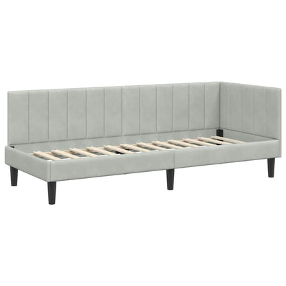 Corner Bed Frame with Headboard Light grey 80 x 200 cm Velvet
