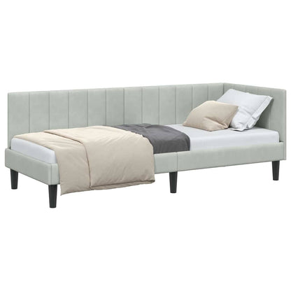 Corner Bed Frame with Headboard Light grey 80 x 200 cm Velvet