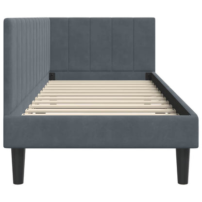 Corner Bed Frame with Headboard Dark grey 80 x 200 cm Velvet