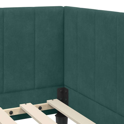 Corner Bed Frame with Headboard Dark green 80 x 200 cm Velvet