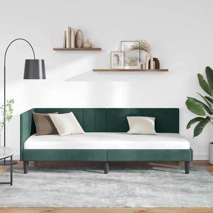 Corner Bed Frame with Headboard Dark green 80 x 200 cm Velvet