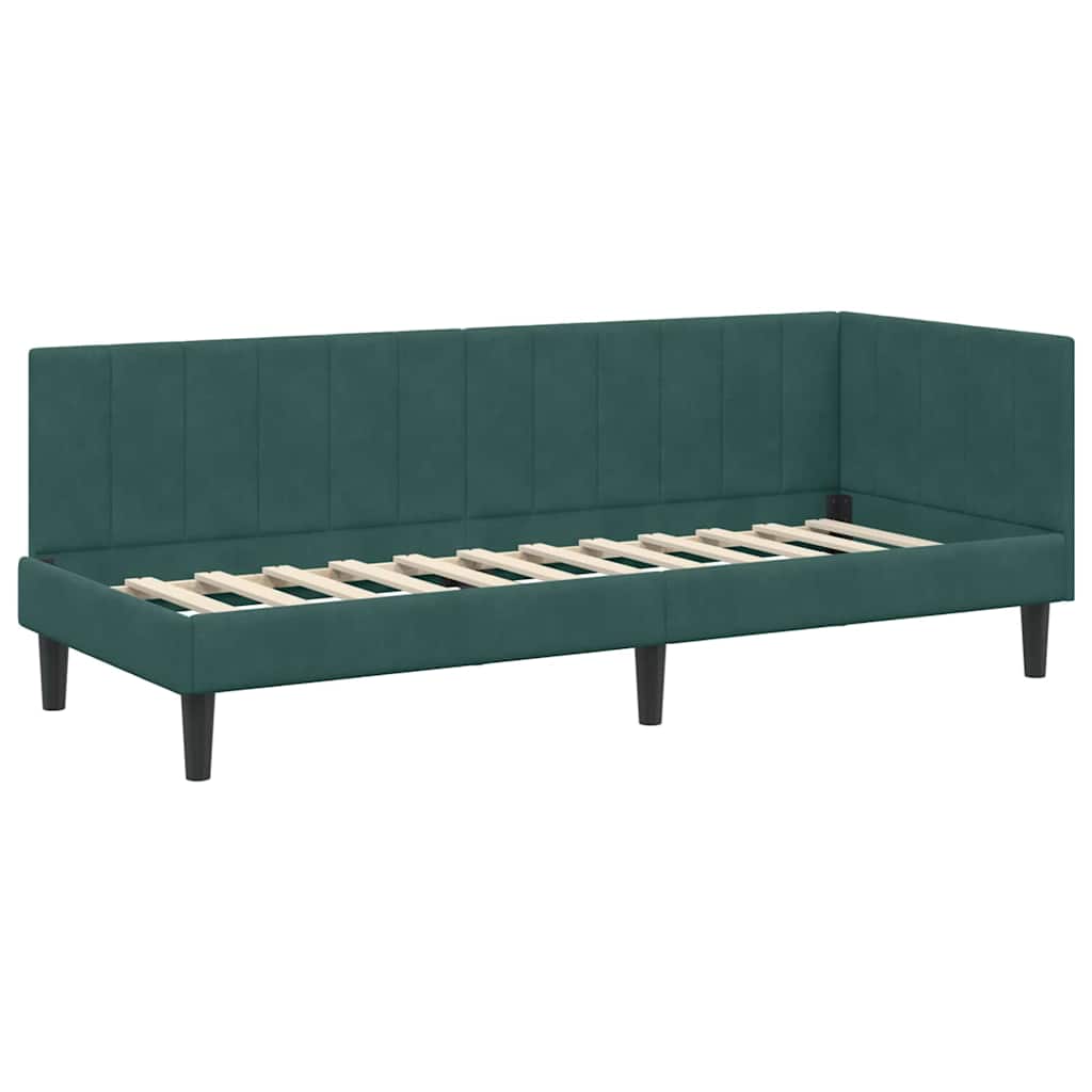 Corner Bed Frame with Headboard Dark green 80 x 200 cm Velvet