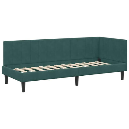 Corner Bed Frame with Headboard Dark green 80 x 200 cm Velvet