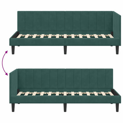 Corner Bed Frame with Headboard Dark green 80 x 200 cm Velvet