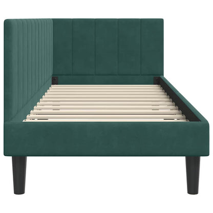 Corner Bed Frame with Headboard Dark green 80 x 200 cm Velvet