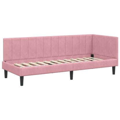 Corner Bed Frame with Headboard Pink 80 x 200 cm Velvet