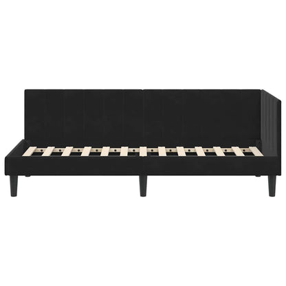 Corner Bed Frame with Headboard Black 80 x 200 cm Velvet