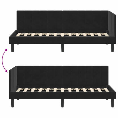Corner Bed Frame with Headboard Black 80 x 200 cm Velvet