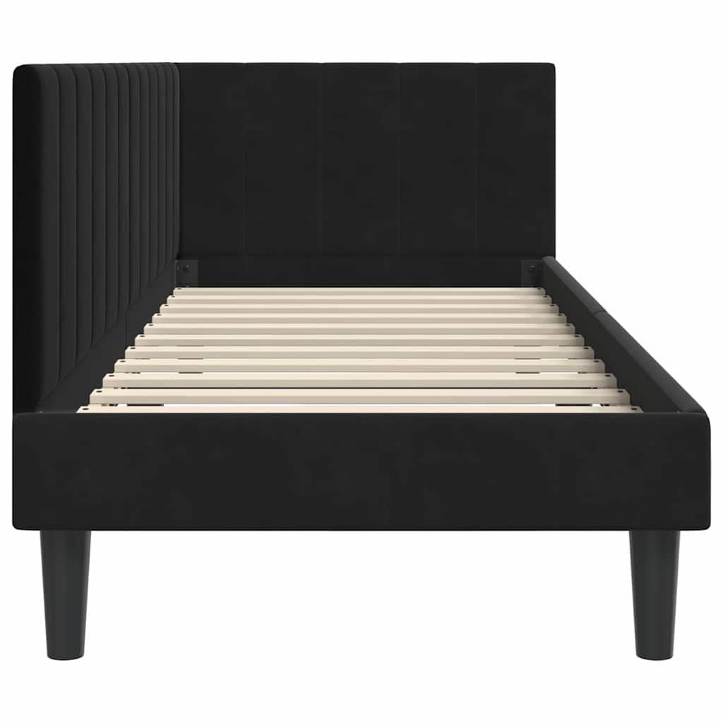 Corner Bed Frame with Headboard Black 80 x 200 cm Velvet