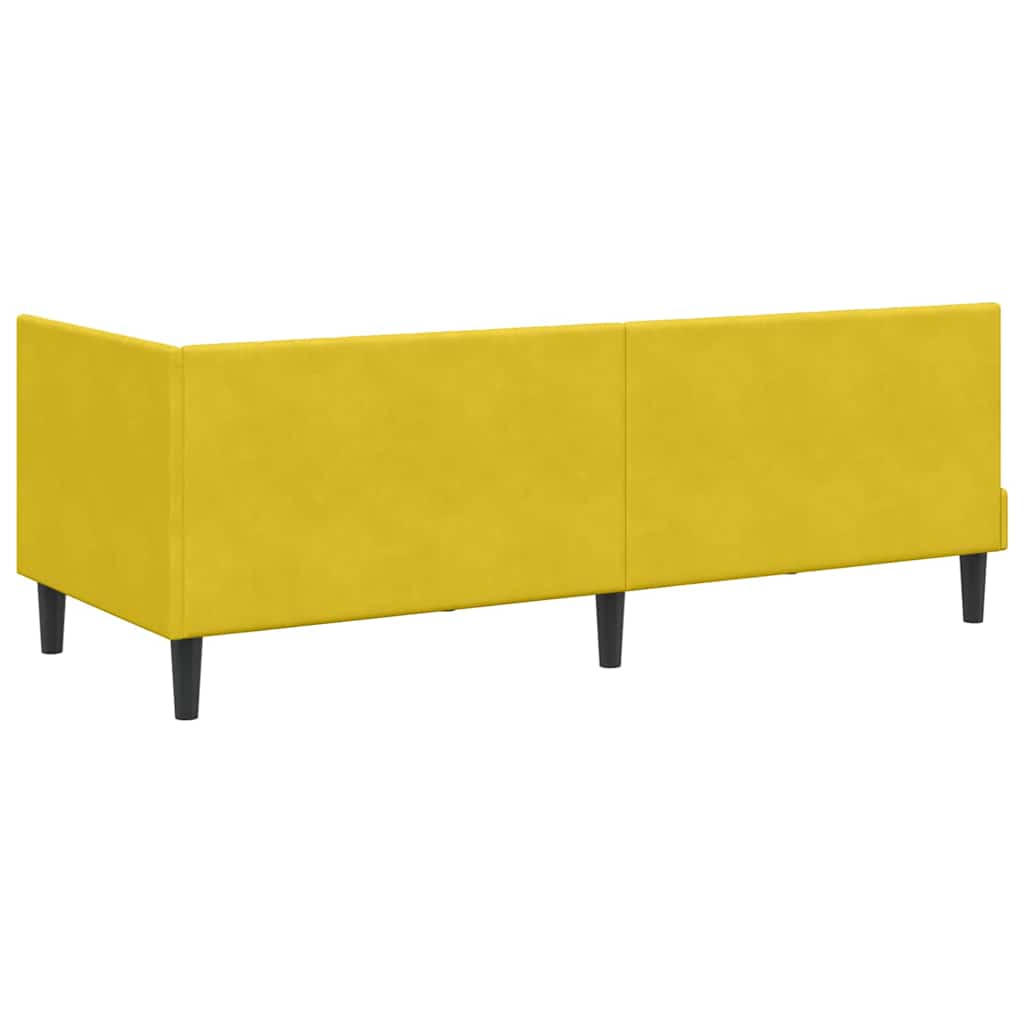 Corner Bed Frame with Headboard Yellow 80 x 200 cm Velvet